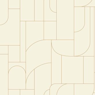   Art Deco vonalvezetésű absztrakt építészeti látomás krémfehér/krém és arany tónus fémes hatás tapéta