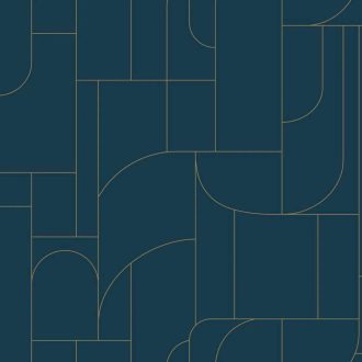   Art Deco vonalvezetésű absztrakt építészeti látomás krémfehér/krém és arany tónus fémes hatás tapéta