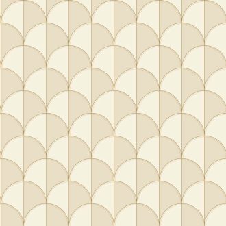   Ritmusos palmetta motívum az Art deco jegyében krémfehér meleg bézs és arany/aranybarna tónus fémes hatás tapéta