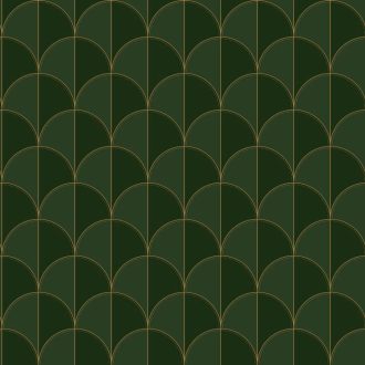   Ritmusos palmetta motívum az Art deco jegyében palackzöld smaragdzöld és arany tónus fémes hatás tapéta