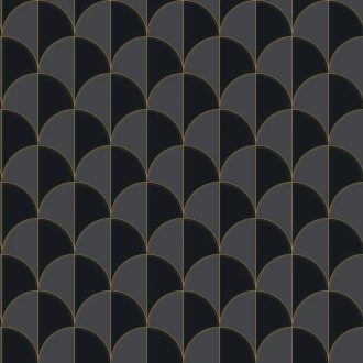   Ritmusos palmetta motívum az Art deco jegyében szénszürke éjfekete és arany tónus fémes hatás tapéta