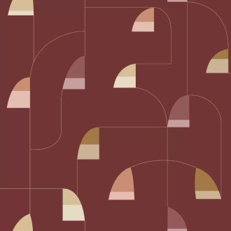   Kis vitorlák és/vagy uszonyok mértani rendbe szelídítve bordó/burgundi arany barackszín mustársárga és porrózsaszín tónus tapéta