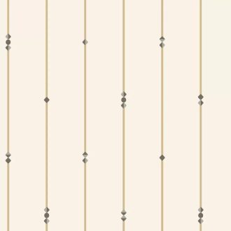   Finom textúrájú csíkozás és geometrikus gyöngyformák légies harmóniája törtfehér bézs/bézsarany és fekete tónus tapéta
