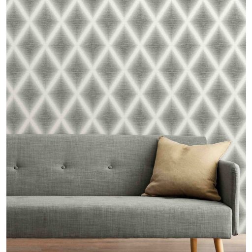 Rasch Textil Plain Simple 125256 Geometrikus nagyformátumú világító rombuszok 3D fehér szürke antracit