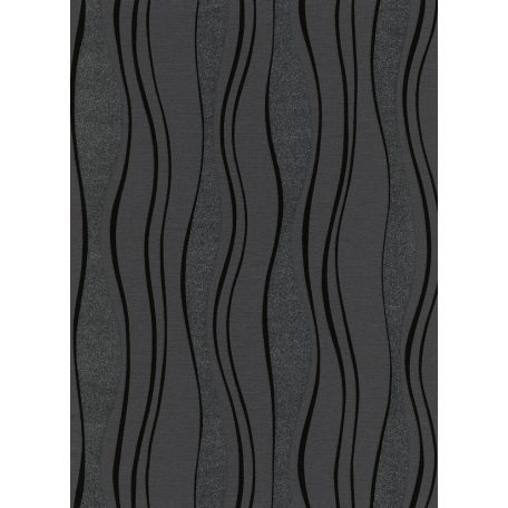Erismann MIX Collection/Bestseller 13191-30 Grafikus hullámminta antracitszürke fekete ezüst csillogó mintarészletek tapéta