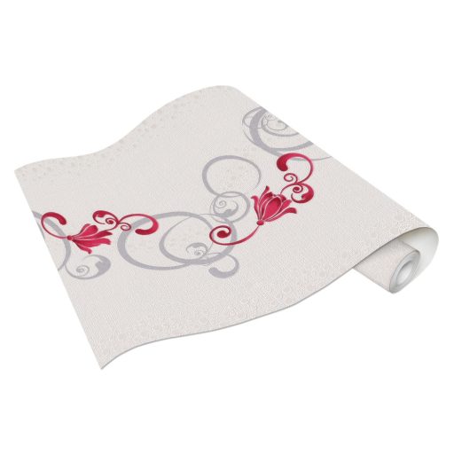 Erismann MIX Collection/Bestseller 13287-20 Virágos Indaminta panelszerű mintakialakítás törtfehér piros ezüst tapéta