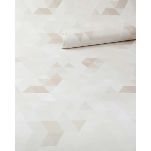 Kaleidoszkópra emlékeztető modern geometrikus minta krémfehér krém bézs és világosbarna tónus tapéta