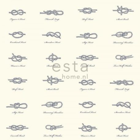 Tengeri kötélcsomó kötés változatos formái fehér és tengerészkék tónus tapéta