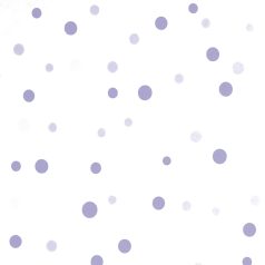   Változatos méretű és elhelyezkedésű pöttyök mintája fehér halványlila és lila tónus gyerekszobai tapéta