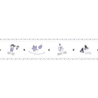   Gyerekszobai - Varázskellékek  fehér lila és fekete tónus öntapadós bordűr