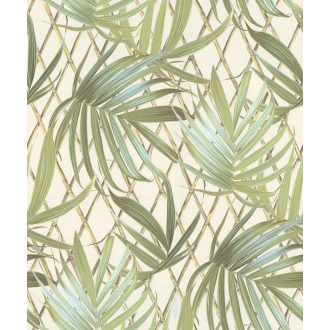   Mesés bambuszerdő zen kompozíció remek kilátásokkal krém halványzöld olívzöld menta és arany tónus tapéta