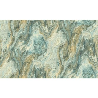   Dinamikus örvénylő nagyléptékű márvány design csillogó szemcsékkel zöld smaragdzöld türkiz zöldeskék és aranybarna tónus tapéta