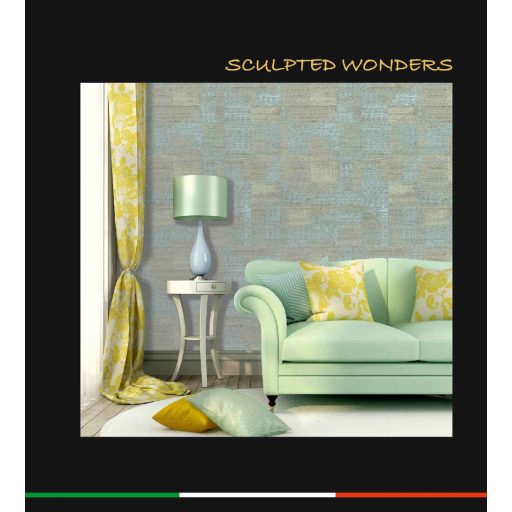 A patina varázsa! Vintage fémes díszítésű antik hatású design zöld és fémes arany tónus csillámló elemek tapéta