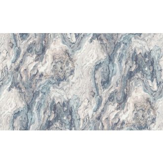   Dinamikus örvénylő nagyléptékű márvány design csillogó szemcsékkel füstkék palaszürke gyöngyház türkiz és homokszín tónus tapéta