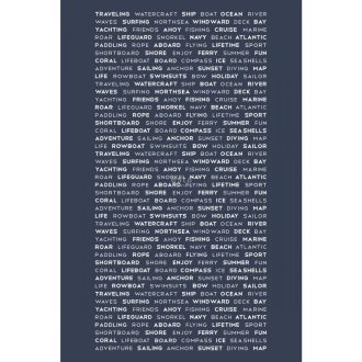   Tengerészeti és szörfös témájú szövegek-levelek tengerészkék kék és fehér tónus falpanel