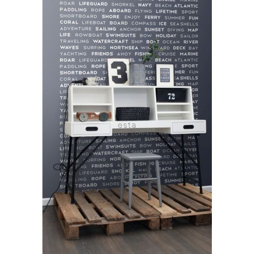 Tengerészeti és szörfös témájú szövegek-levelek tengerészkék kék és fehér tónus falpanel