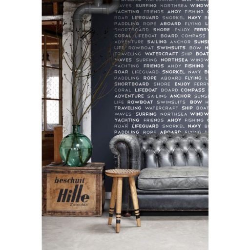 Tengerészeti és szörfös témájú szövegek-levelek tengerészkék kék és fehér tónus falpanel