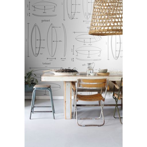 Szörfdeszkák típusai és paraméterei műszaki rajz ábrázolásban fehér és fekete tónus falpanel