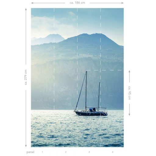 Álomutazás vitorlással az öbölben - kies természeti kép világoskék fehér kék és tengerkék tónus falpanel