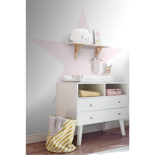 Óriási ötágú csillag motívum fehér és rózsaszín tónus gyerekszobai falpanel