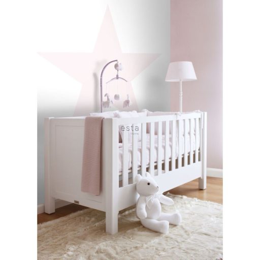 Óriási ötágú csillag motívum fehér és rózsaszín tónus gyerekszobai falpanel