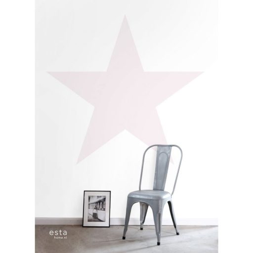 Óriási ötágú csillag motívum fehér és rózsaszín tónus gyerekszobai falpanel