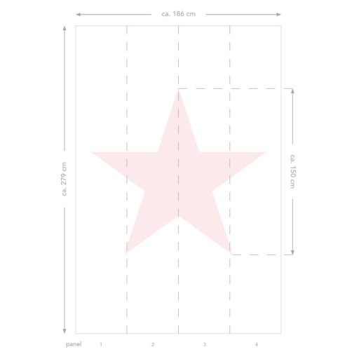 Óriási ötágú csillag motívum fehér és rózsaszín tónus gyerekszobai falpanel