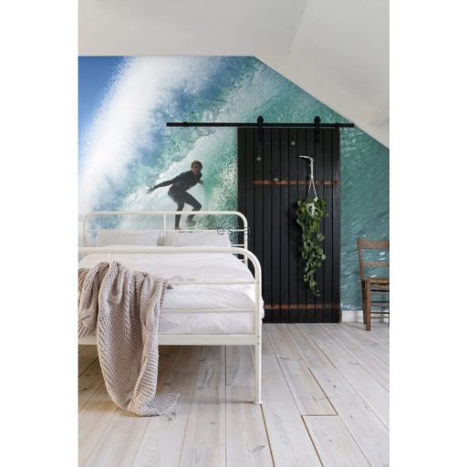 Az óriás hullámok lovagja - Elképesztő szörfös motívum tengerzöld tengerkék fekete fehér és kék tónus falpanel