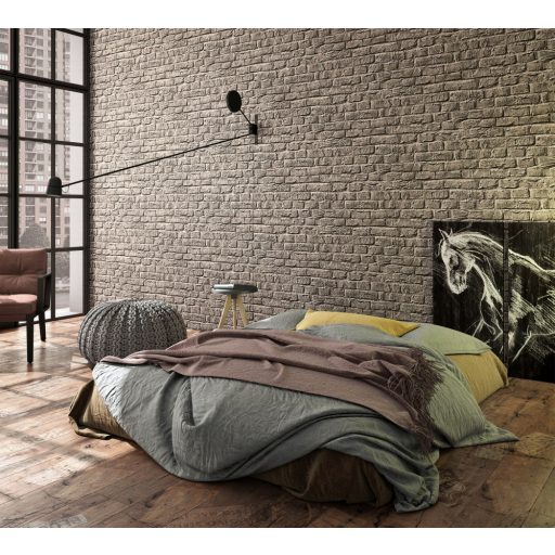 Loft stílusú meszelt természetes téglafal szürke/szürkésbarna és sötétszürke tónus tapéta