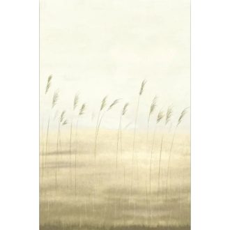  Tengeri szellőben lengedező karcsú és kecses fűszálak költői panoráma "M" krém bézs zöldes barna és finom pír tónus falpanel