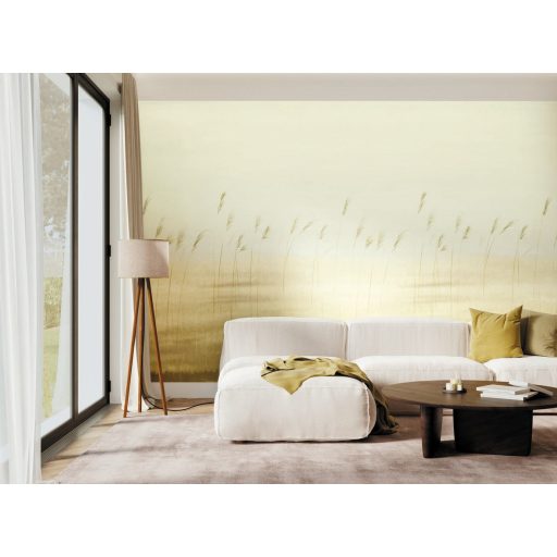 Tengeri szellőben lengedező karcsú és kecses fűszálak költői panoráma "S" krém bézs zöldes barna és finom pír tónus falpanel