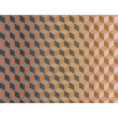   BN Cubiq 200419 FADING CUBE Geometrikus 3D térbeli kockák halmaza rózsaszín vanília sárga narancs szürke sötétszürke vízszintes színátmenet falpanel