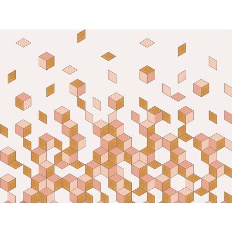 BN Cubiq 200450 FALLING CUBE Geometrikus 3D Hulló - sűrűsödő kockák fehér bézs rózsaszín sárga falpanel
