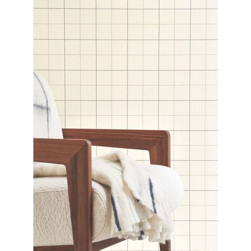 Két színnel rajzolt négyzetek (füzetkockák) minimalista design natur színek - krémfehér szürke és világosbarna tónus tapéta