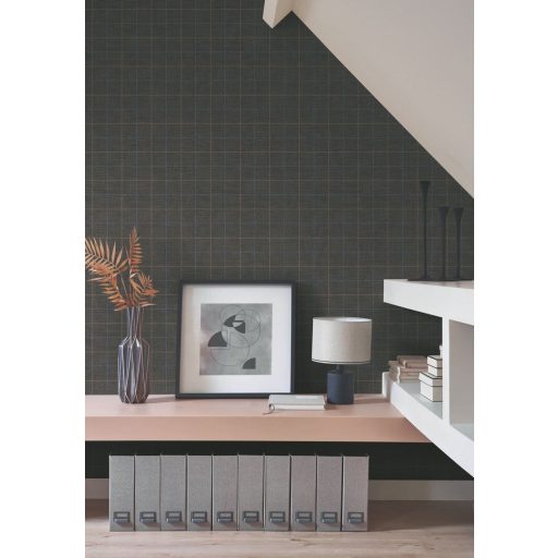 Két színnel rajzolt négyzetek (füzetkockák) minimalista design faszénfekete világosbarna és liláskék tónus tapéta