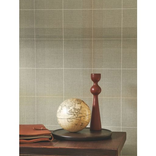 Tartan (skót) kockás brit minta egymást átfedő vonalak grafikai játékával khakizöld/szürkészöld barna és szürke tónus tapéta