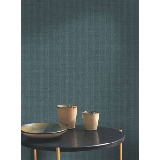 Kétszínű vonalakkal díszített kifinomult és elegéns halszálka minta petrolkék világos türkiz barna és sötétkék tónus tapéta