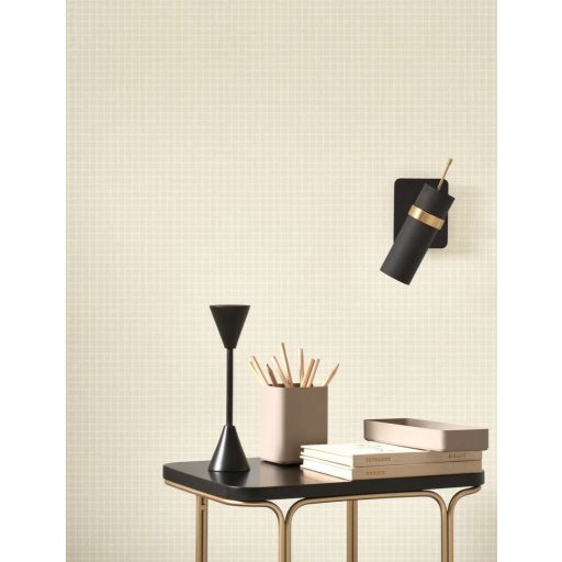 Kézműves megjelenésű klasszikus kockás pamutszőttes minta szürke natur színek - krém és bézs tónus tapéta