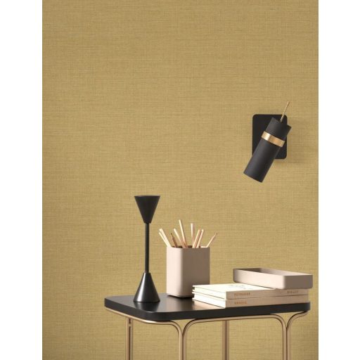 Minimalista durva szövet textúrájú egyszínű minta okkersárga tónus tapéta