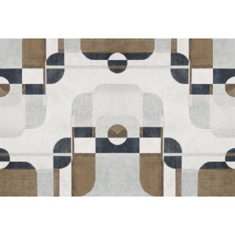   Glamour és geometria ötvözete! Látványos panoráma - ívek körök és gyönyörű árnyalatok "S" világosszürke tintakék dohány és sárga falpanel