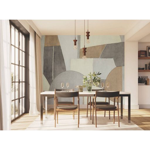 Csábító és meglepő - véletlenszerűen elrendezett színes blokkok összetett kompozíciója "S" égszínkék dohány és szürke tónus falpanel