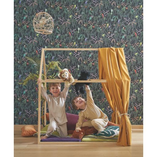 Trópusi erdő rejtelmeinek felfedezése digitális nyomású panoráma tintakék és sokszínű tónus tapéta