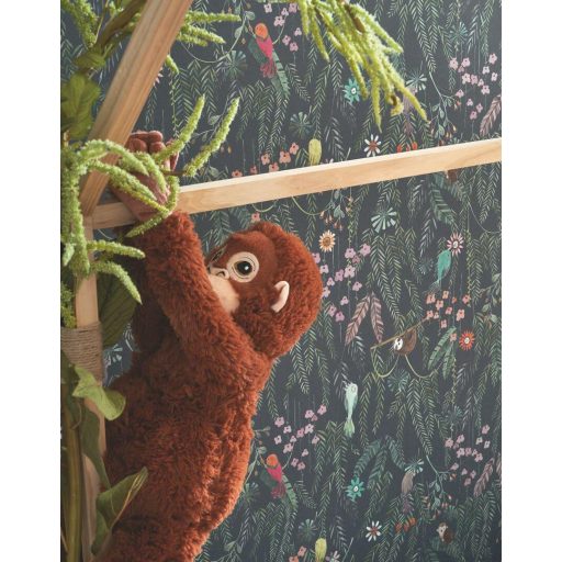 Trópusi erdő rejtelmeinek felfedezése digitális nyomású panoráma tintakék és sokszínű tónus tapéta