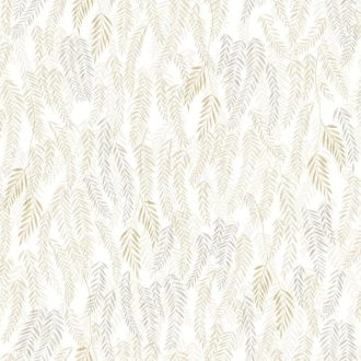   Kiegyensúlyozott minimál filigrán levél mintázat natur színek - krémfehér bézs és szürkésbézs tónus tapéta