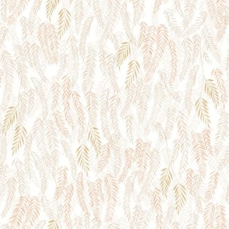   Kiegyensúlyozott minimál filigrán levél mintázat krémfehér bézs világosbarna és pirosas rózsaszín tónus tapéta