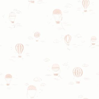   Hőlégballonnal a felhők felett változatos és csodálatos "égi" panoráma krémfehér rózsaszín és bézses rózsaszín tónus tapéta