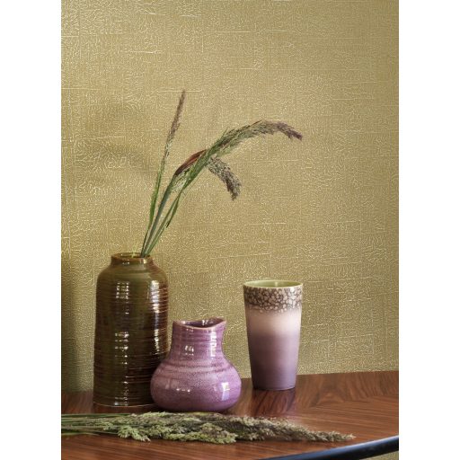 Abszolút FINE DINING! Finom erezetre emlékeztető mikrominta mozaikszerű elrendezésben olívzöld és fémes bézsarany tónus tapéta