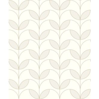   Kabaréénekesnők nyakdísze (diadém) ihlette grafikus art deco design krémfehér és lágy bézsarany tónus fémes mintarészek tapéta