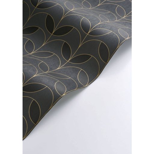 Kabaréénekesnők nyakdísze (diadém) ihlette grafikus art deco design faszénfekete ezüstös-barna és arany tónus fémes mintarészek tapéta