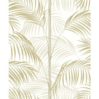   Kifinomult és fenséges karcsú pálmatörzsek pazar levélzettel fehér szürkésbézs és aranyló-olívzöld tónus finom mintafény tapéta